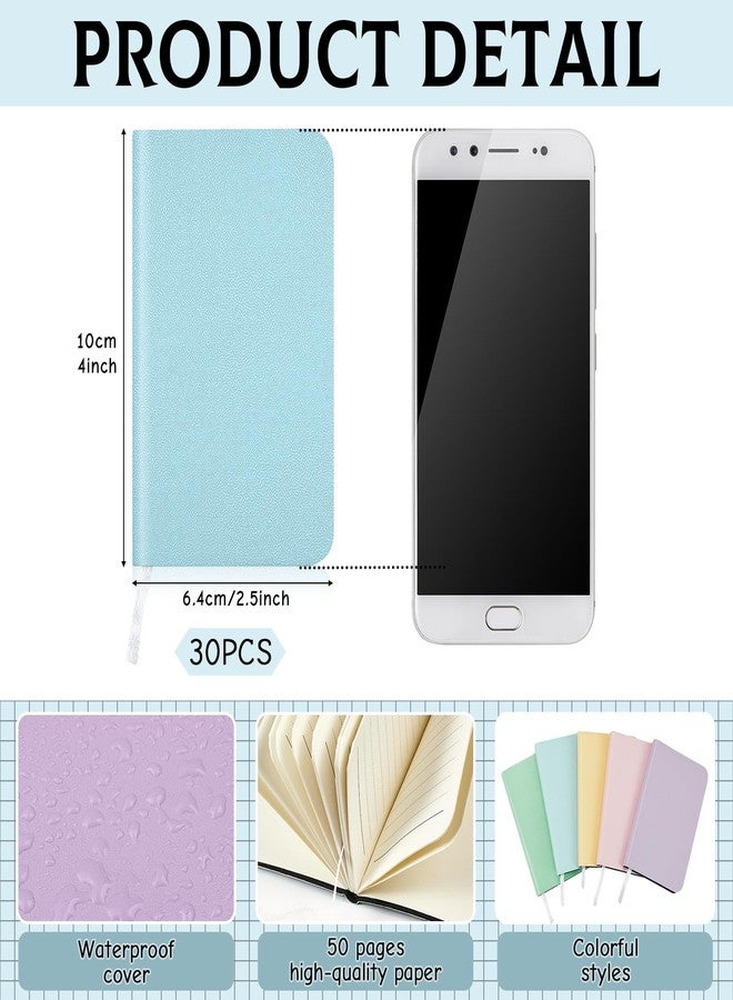 Dinifee 30 Pcs Leather Mini Pocket Notebook 4 x 2.5 Inch 50 Sheets Softcover Journal Mini Leather Lined Notepad for Office School Supplies, 5 Colors(Light Color) - Image 2
